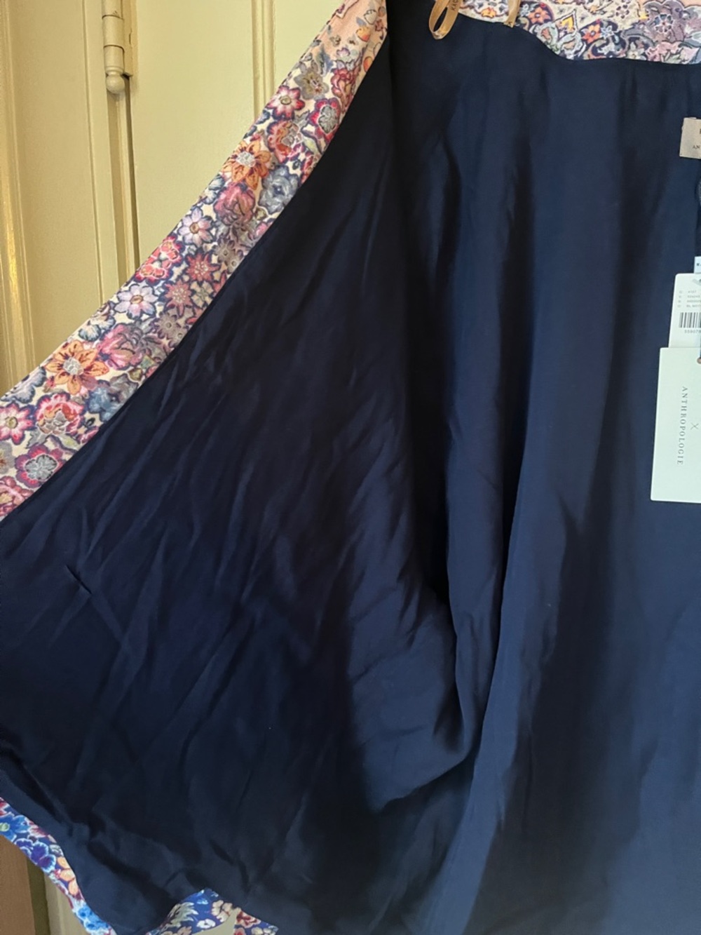 Anthropologie Navy Floral Paisley Kimono - Picture 6 of 6